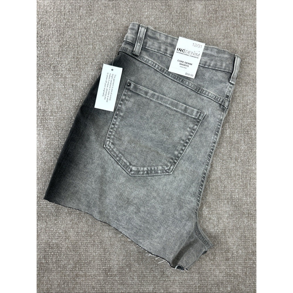 INC International Concepts Core‎ Denim Shorts Womens 12 Gray Stretch High Rise